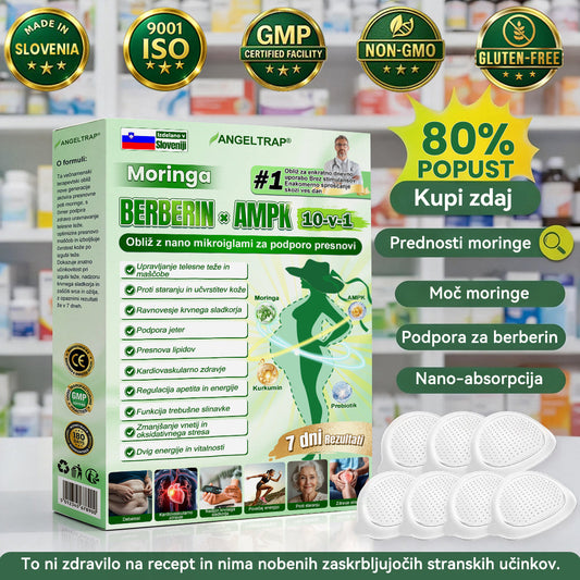 ✅ANGELTRAP® Moringa × Berberin × AMPK 10-v-1 Metabolična podpora, obliž z nanotehnologijo mikroiglic 🇸🇮 (Dovolj je enkrat na dan, vidni rezultati v 7 dneh) ✅ Za debelost, ohlapno kožo, sladkorno bolezen, spalno apnejo, težave s sklepi in številne druge