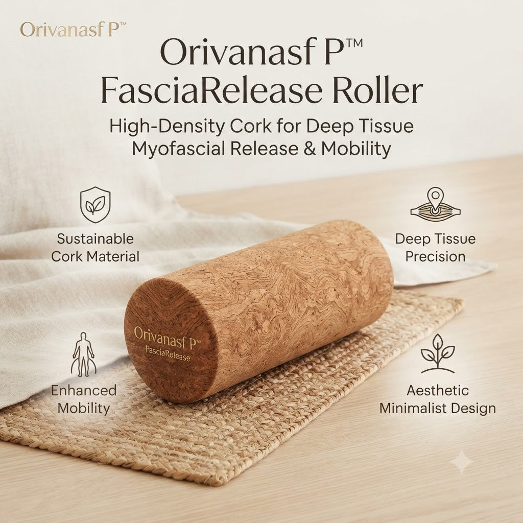 𝑶𝒓𝒊𝒗𝒂𝒏𝒂𝒔𝒇𝑷™ FasciaRelease High-Density Cork Roller for Deep Tissue Myofascial Release, Muscle Recovery, Post-Workout Mobility, and Back Pain Relief